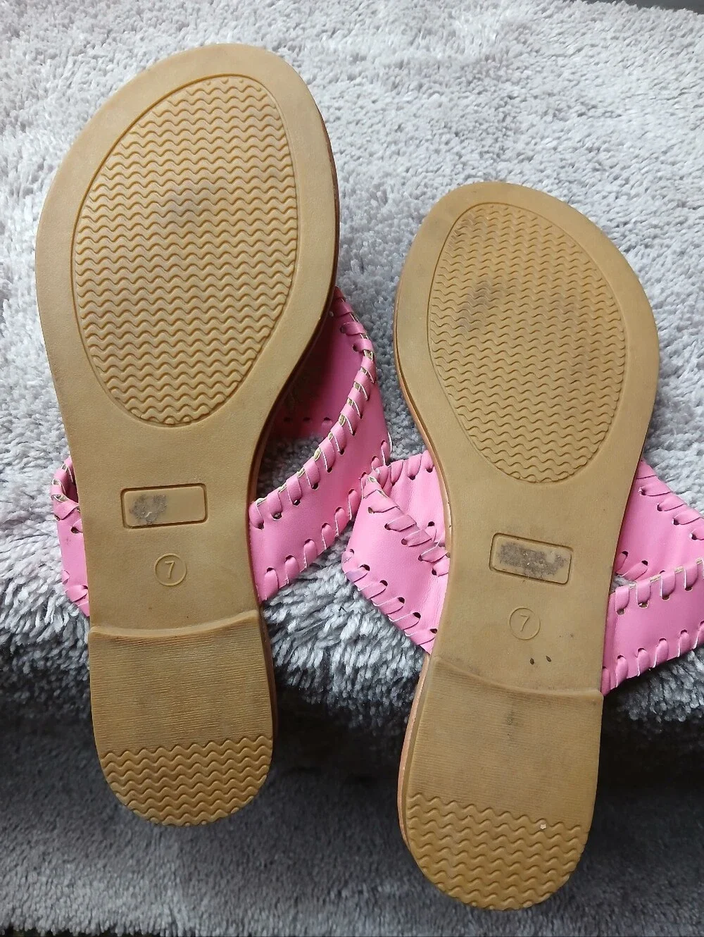 Simply Southern Pink Pineapple Whipstitch Sandals Size 7 Thong Sandals